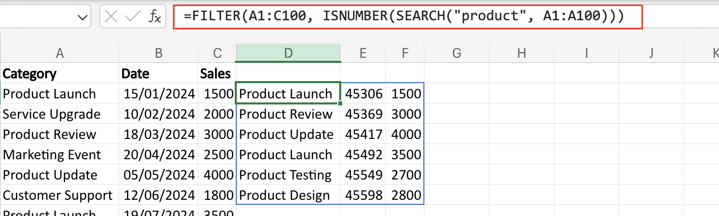 An example showing filter combined with is_number function.