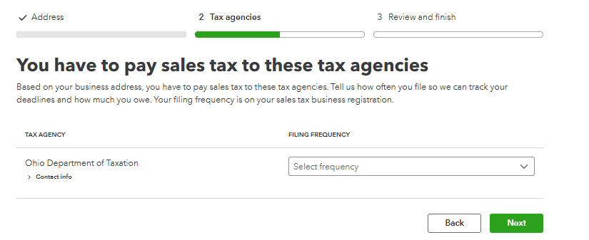 The second prompt showing the sales tax to pay to the tax agencies.