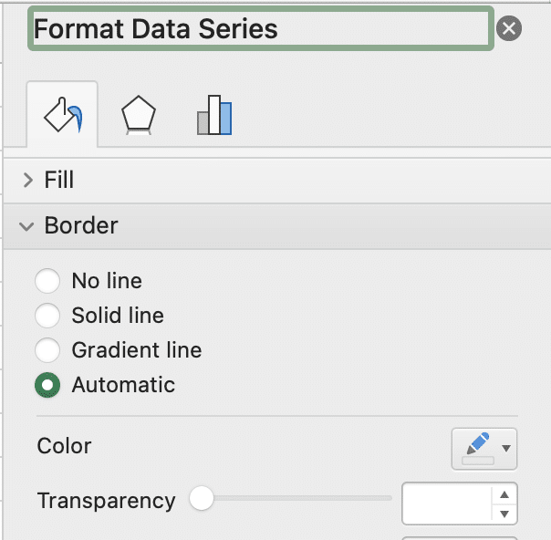 In the Format > Data Series menu, selecting Automatic.