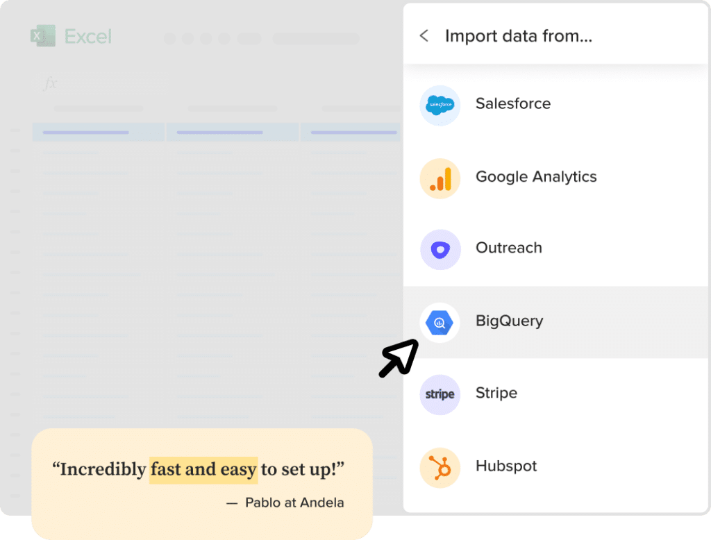 import bigquery to excel