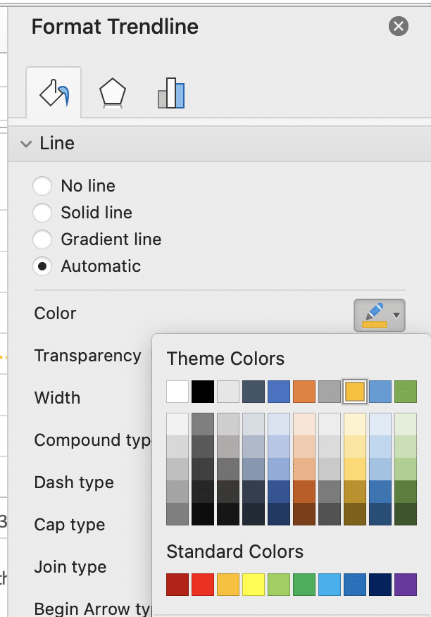 Selecting the theme colors from the menu