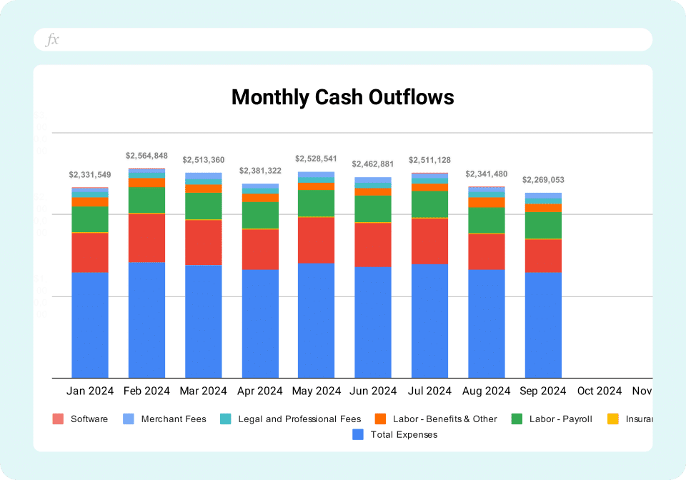 Cashflow Forecast - Monthly Cash Outflows