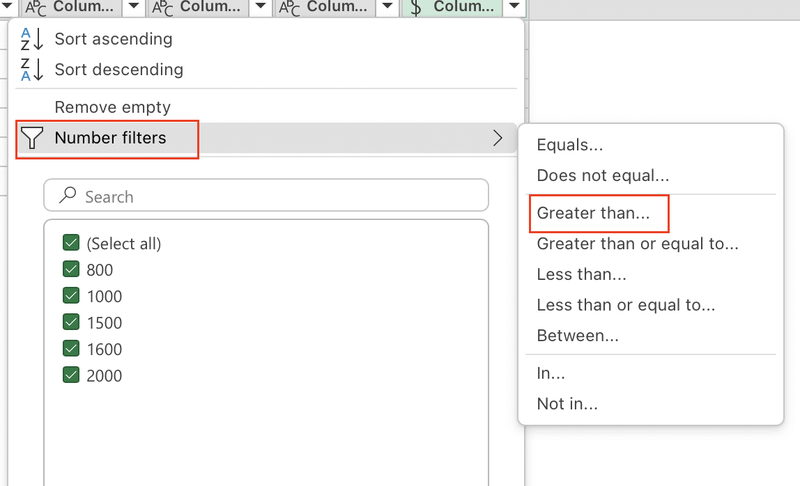 Portal numbers menu and power query