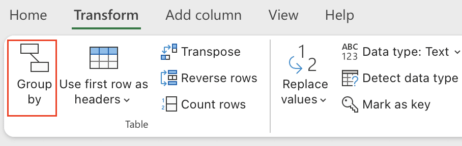 Group buy option in Power Query.