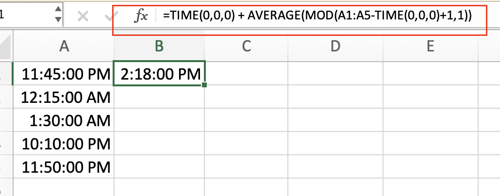 Midnight spanning time average formula,