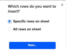 Row selection interface for data export.