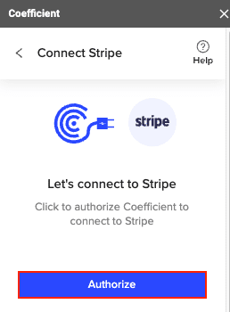 Stripe authorization in Coefficient.