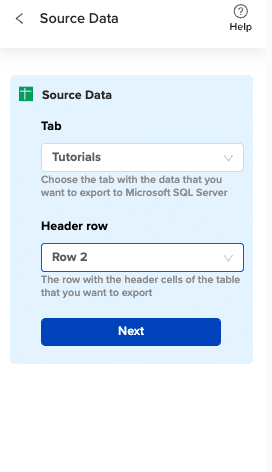 Workbook tab and header selection interface?