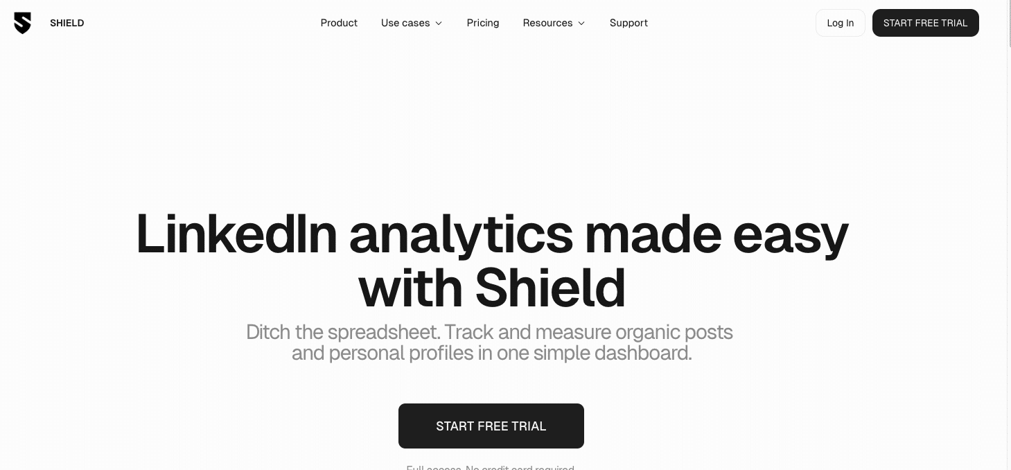 A screenshot of Shield's homepage