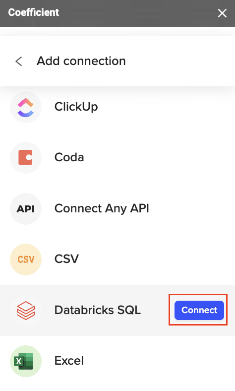 Coefficient data source selection interface