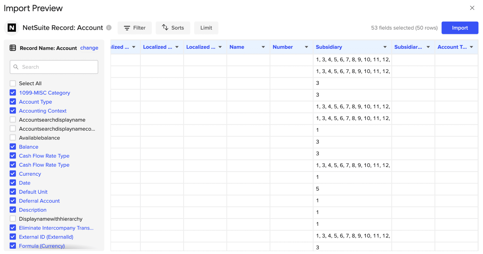 Filtering and sorting option screens