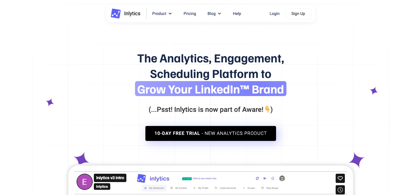 A screenshot of Inlytics homepage?