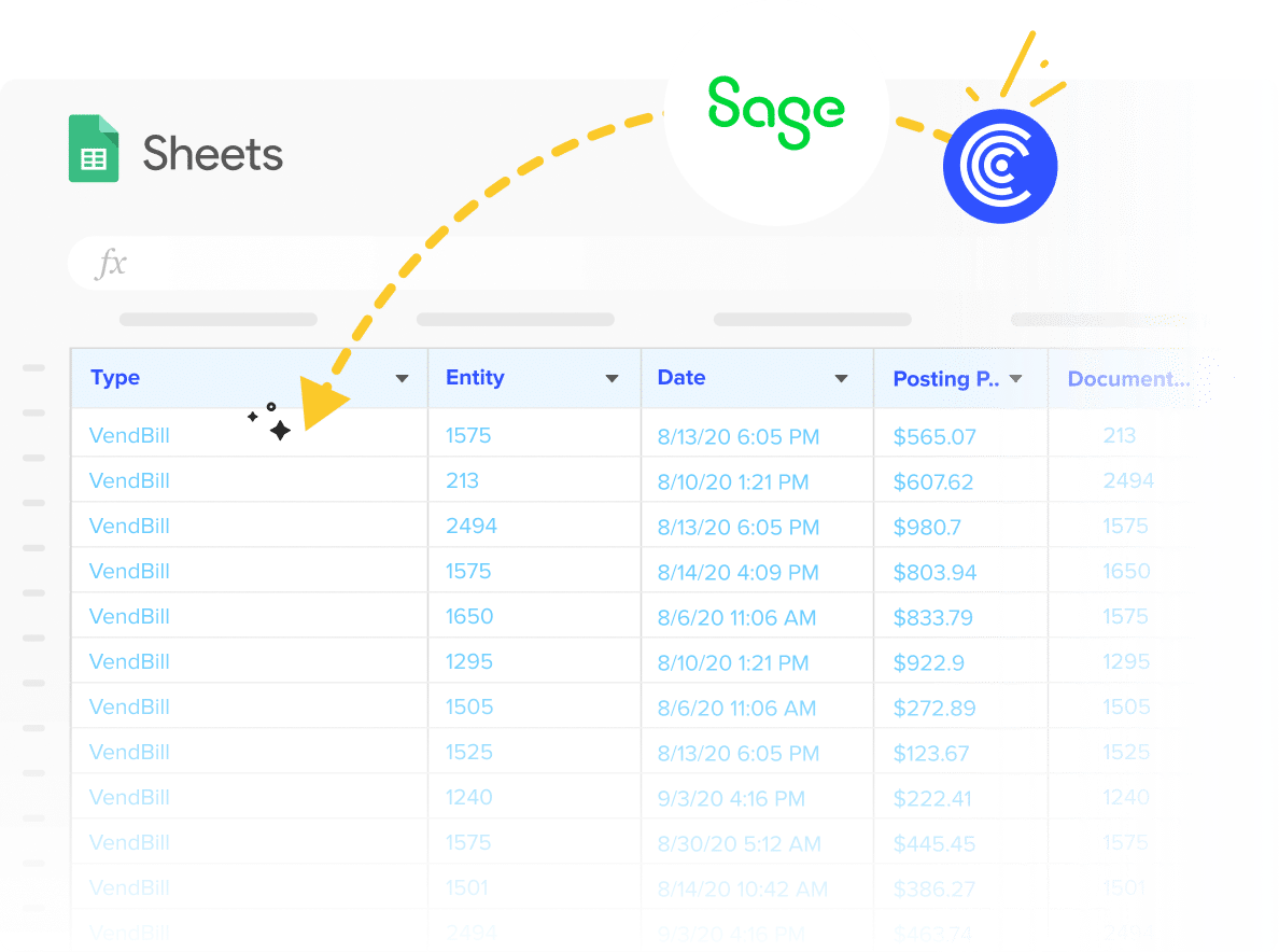 Connect Sage Intacct to Google Sheets