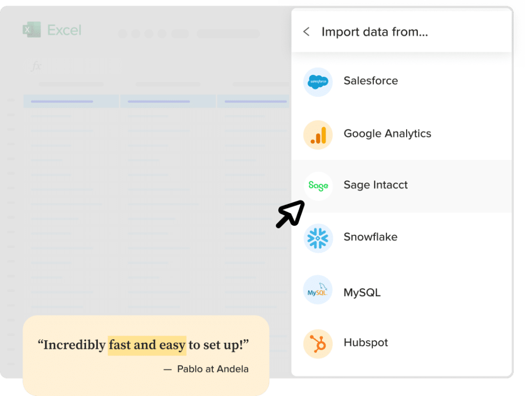 Import Data from Sage into Excel