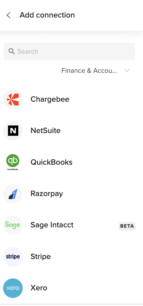 Finance and accounting connectors including Sage Intacct