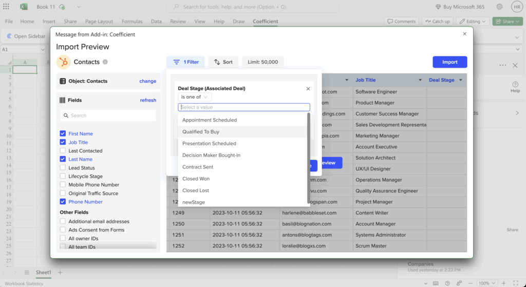 apply dynamic filters to hubspot deal stages