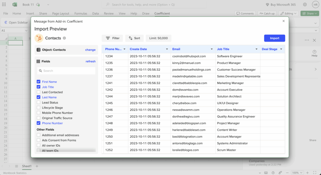 automatically export hubspot contacts excel deal stage