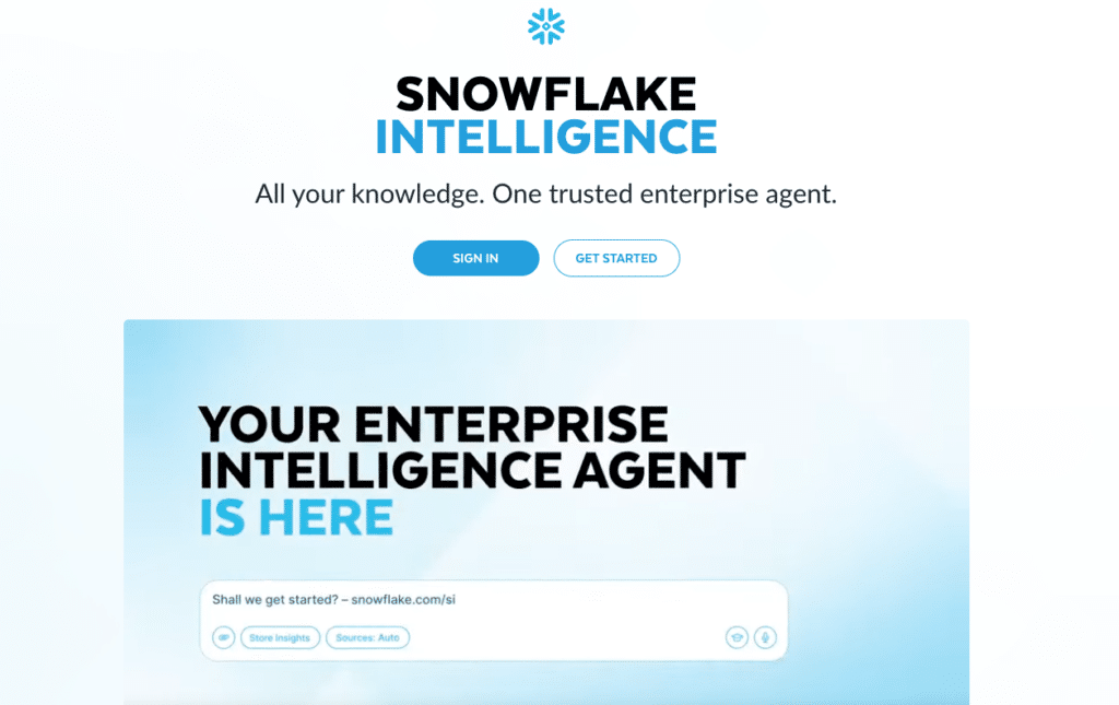 Snowflake Intelligence Homepage