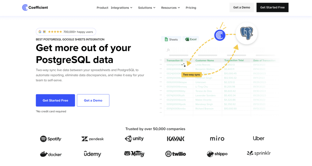 postgresql data integration - 2way with coefficient