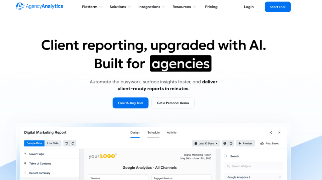 Agency Analytics Homepage