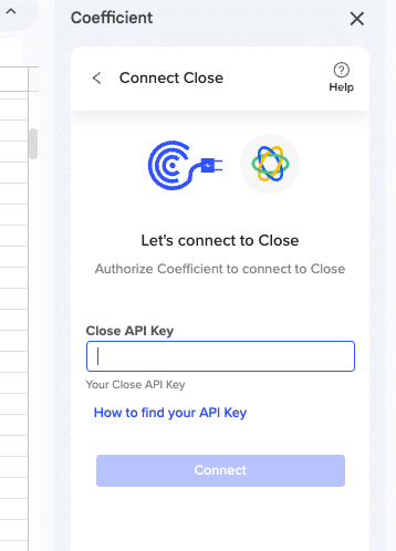 COnnecting close crm to coefficient using API key