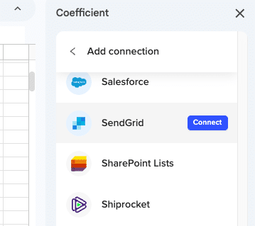 Sengrid data sync to Google SHeets & Excel using COefficient